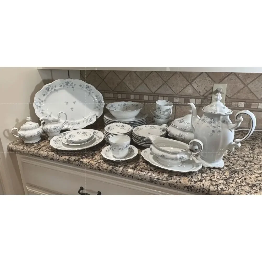 Set/4 Vintage Johann Haviland Blue Garland Coupe Soup Bowls 7 5/8